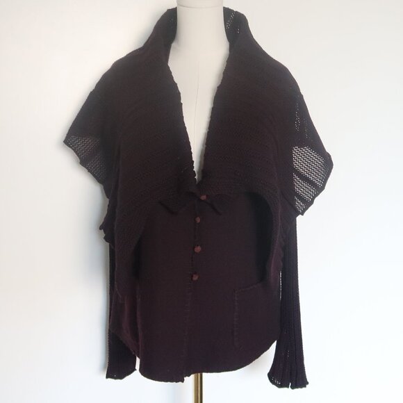 Ernestina Cerini 100% Wool Knit Shawl Collar Cardigan Wrap Sweater Made in Italy - Picture 1 of 9